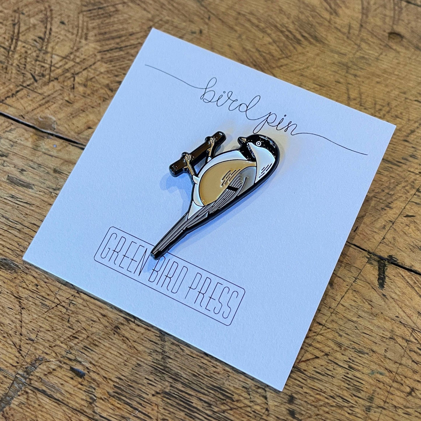 Black-capped Chickadee Enamel Pin by Green Bird Press