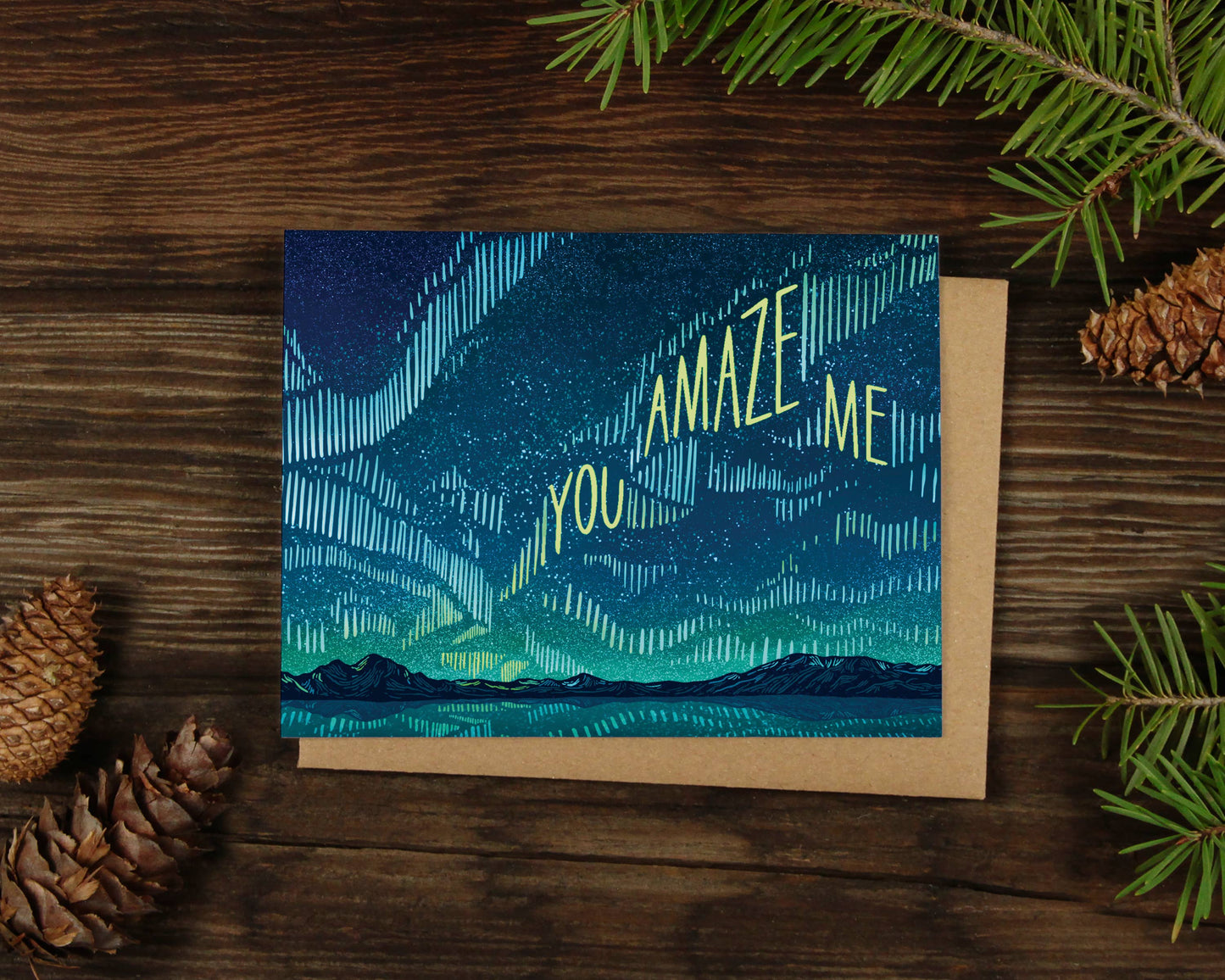 You Amaze Me Northern Lights Greeting Card by Alpinecho