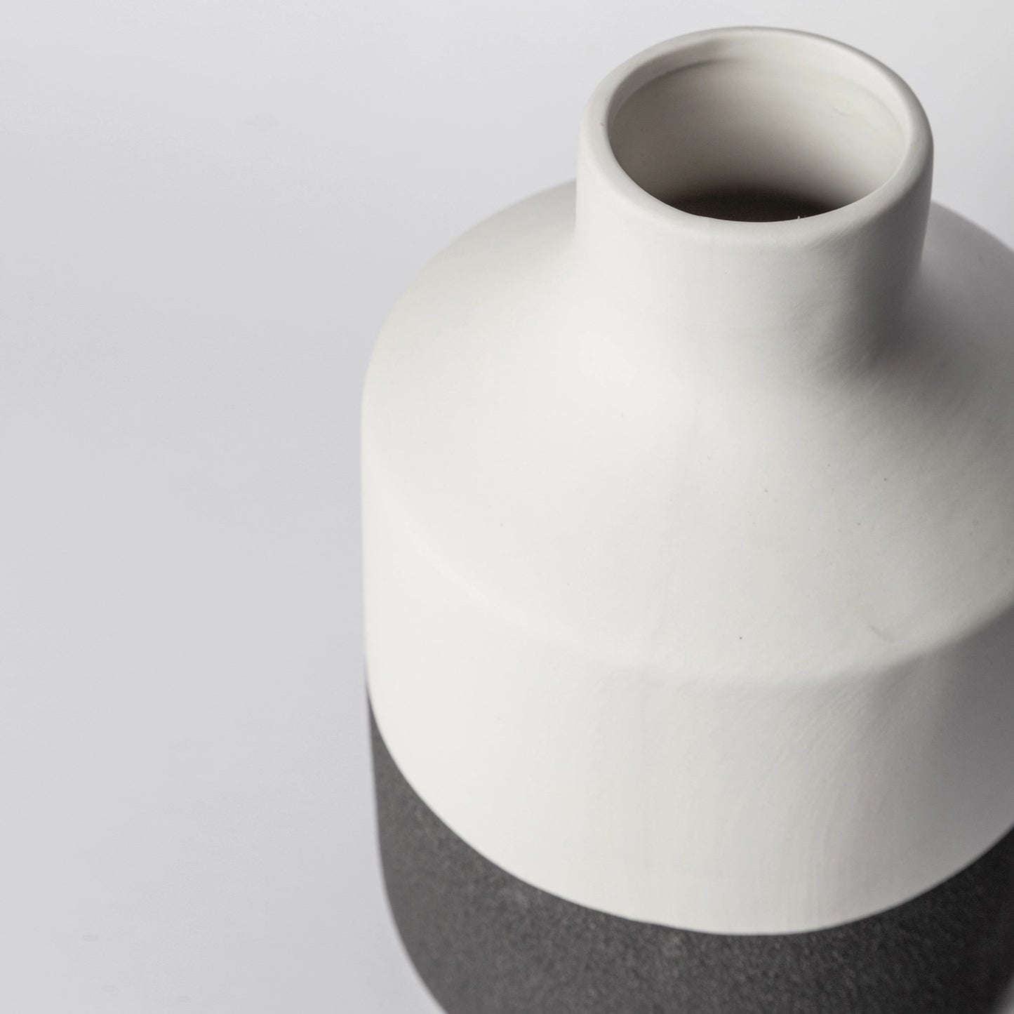 Black on White Bottleneck Ceramic Vase