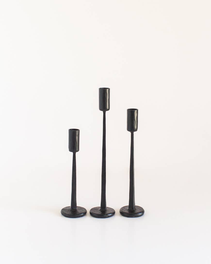 Dante Hand-Forged Iron Candle Holder | Black by Creative Women