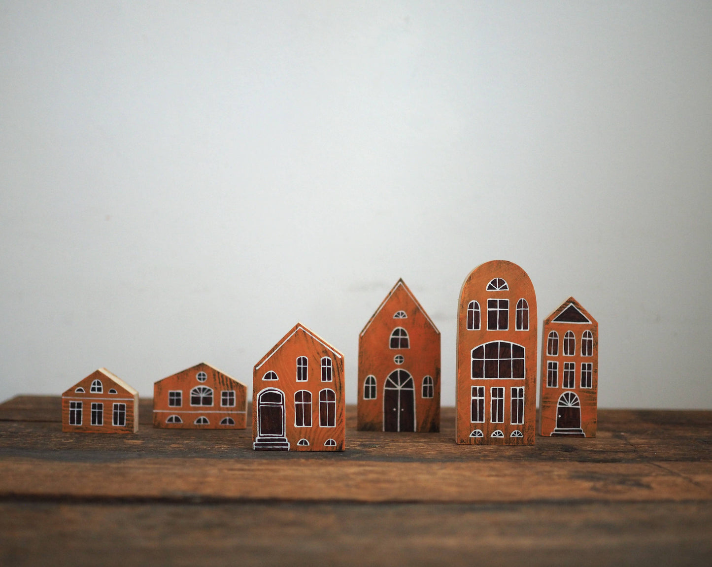 Hand Painted Wooden Village BRICK SET OF 6 by AnaMarkoKids