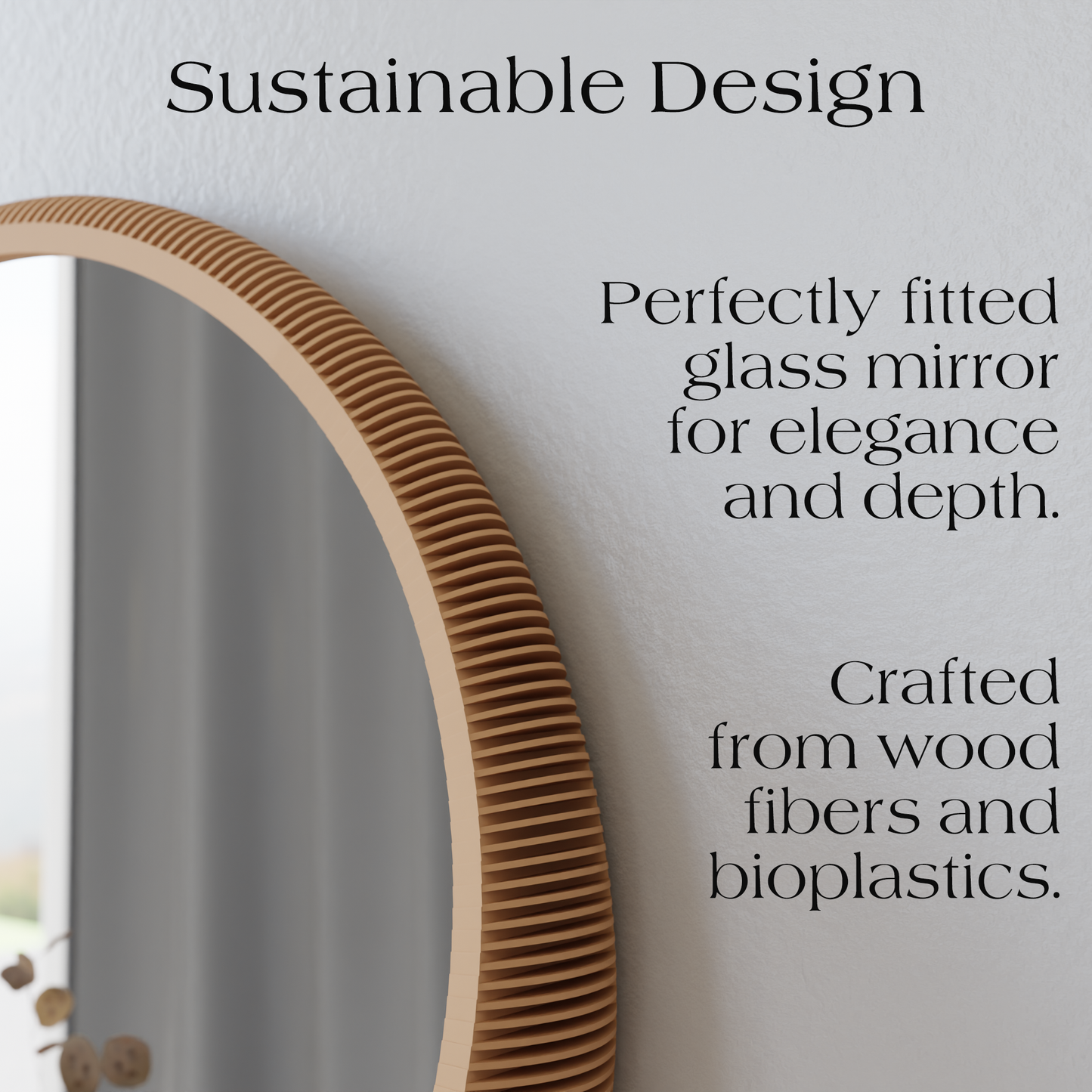 16" Bubble Mirror in Natural Wood by Modernized Pottery