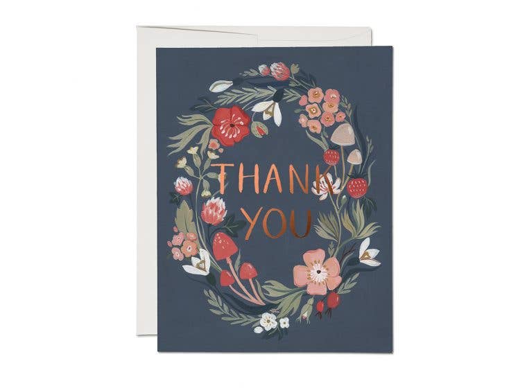 Forest Blue Thank You Greeting Card by Red Cap Cards