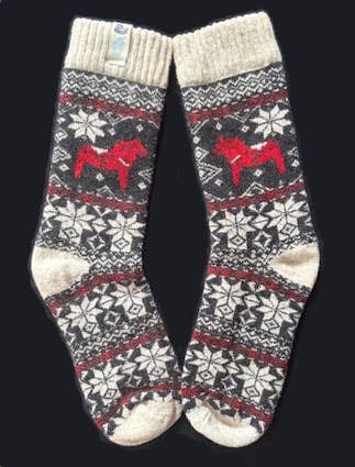 Dala Horse Wool Socks by Viking Knits