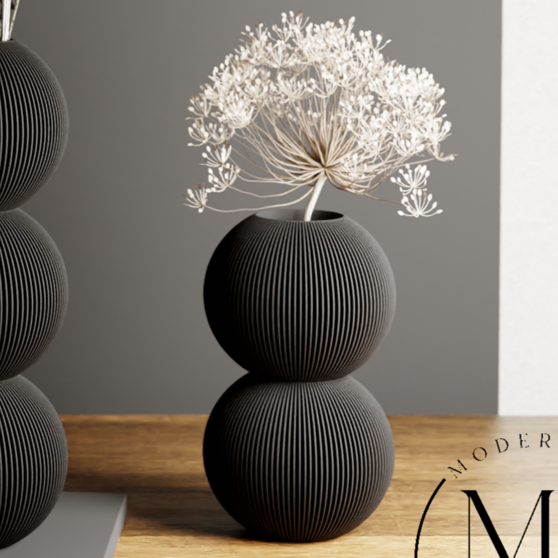 Double Bubble Vase | Black by Modernized Pottery