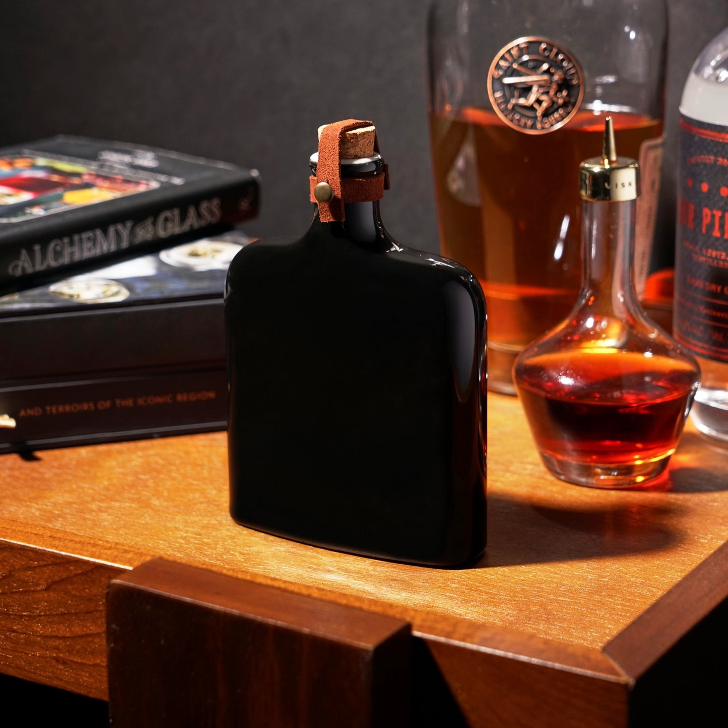Ceramic & Leather Nautilus Flask