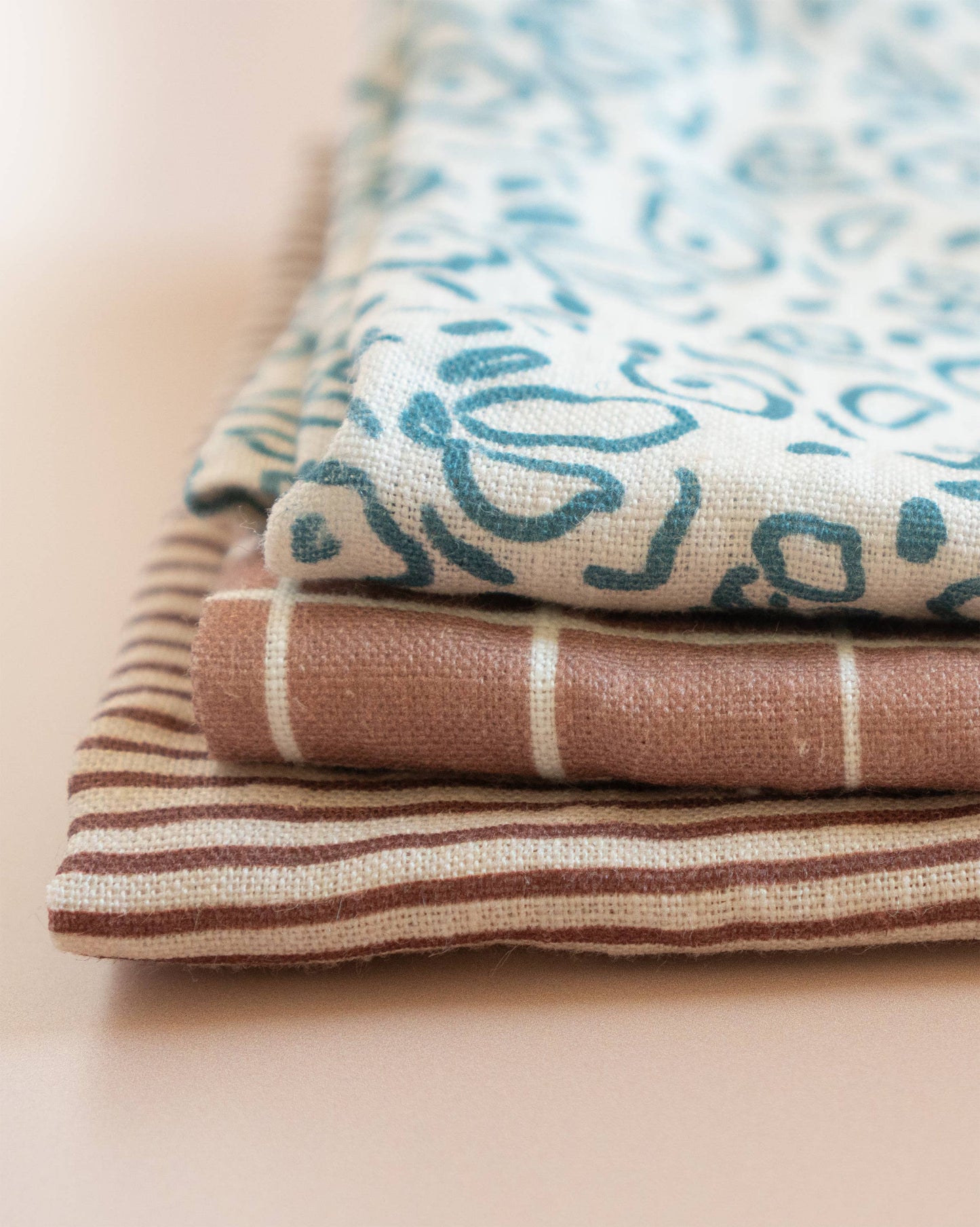 Loose Grid Linen Tea Towel | Mocha by Our Heiday