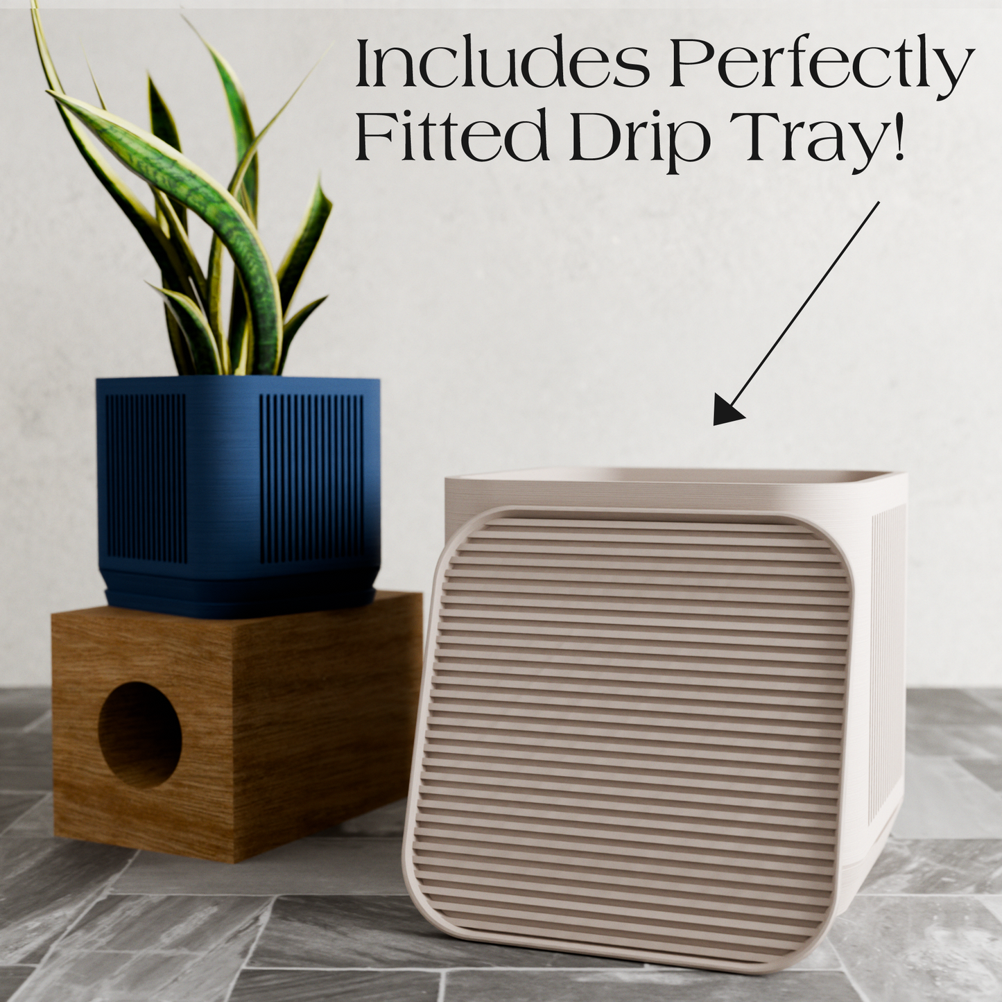 Small Stack Planter in Black by Modernized Pottery