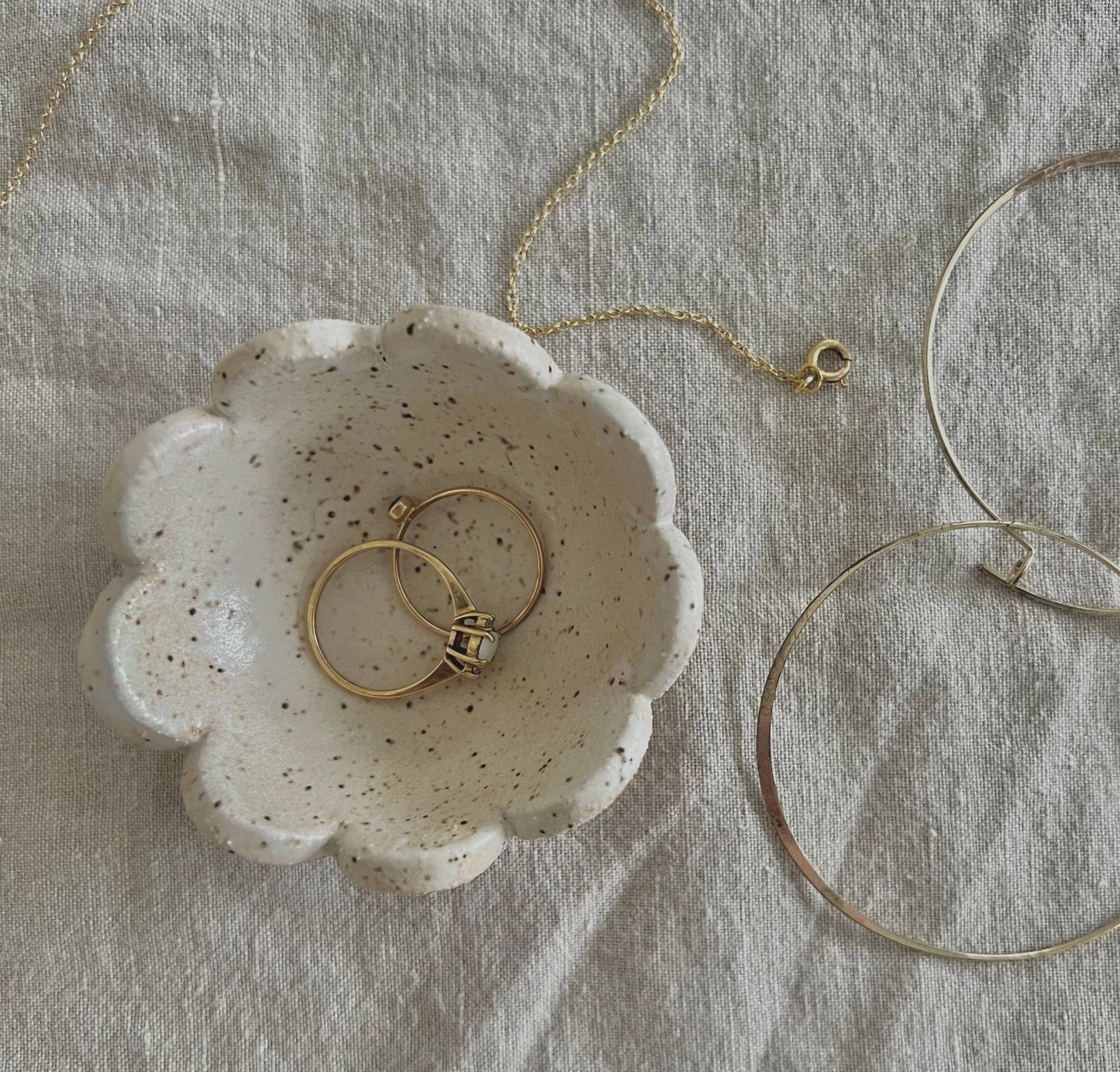 Cream Flower Ring Dish by Void & Form Ceramics