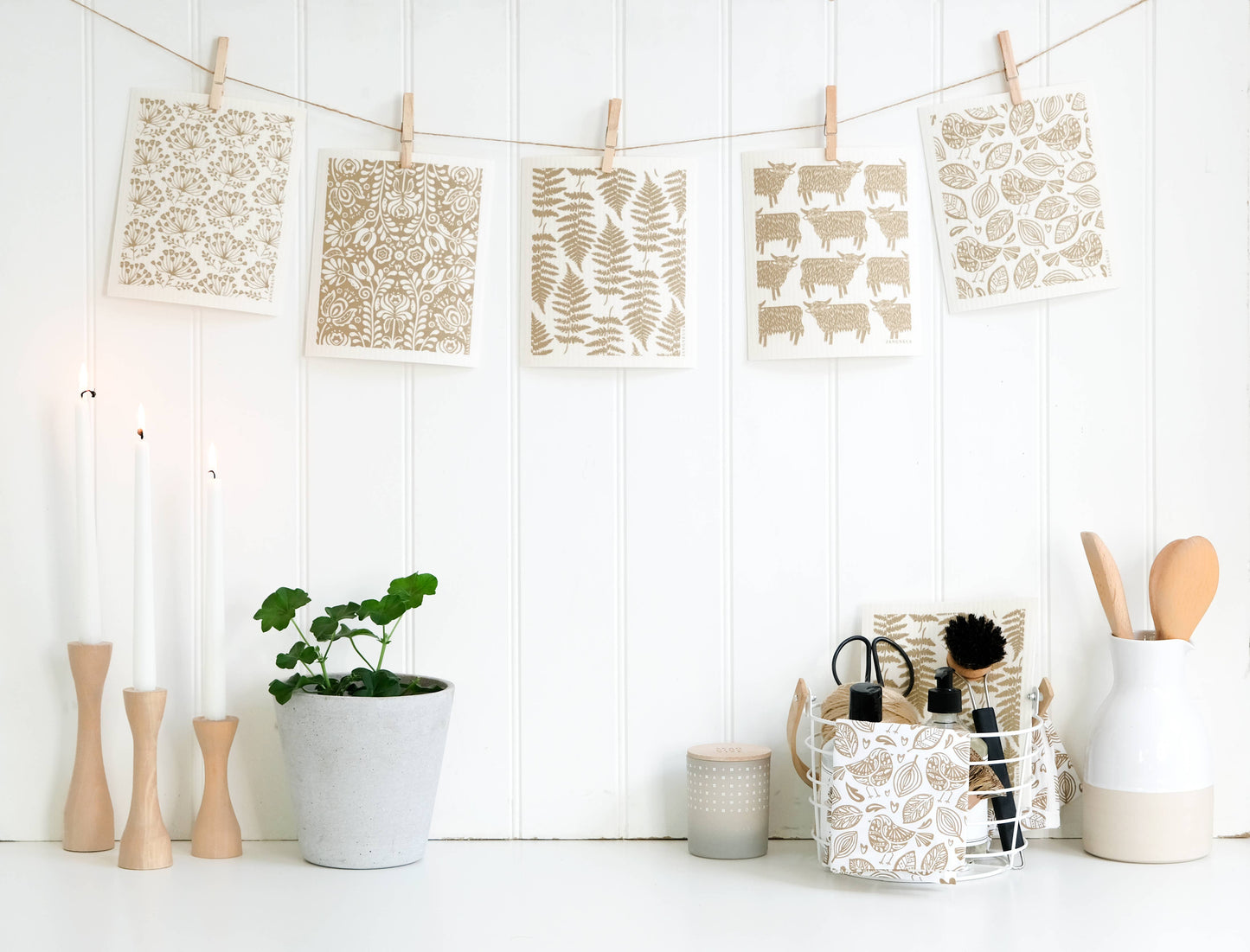 Highland Cow | Sand Swedish Dishcloth