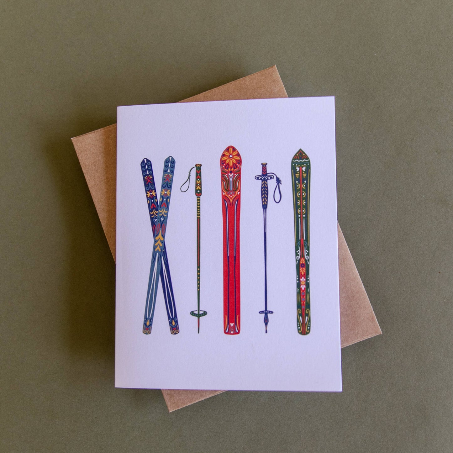 Nordic Skis Greeting Card by Hinterland Goods