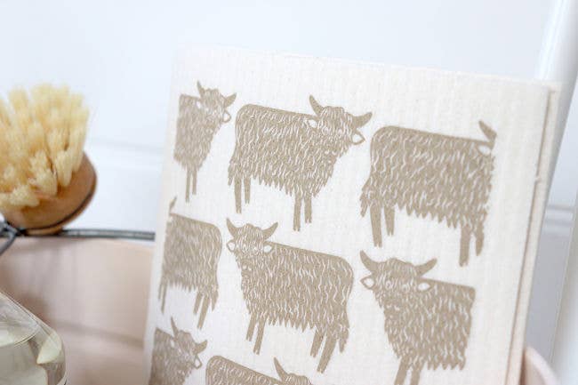 Highland Cow | Sand Swedish Dishcloth