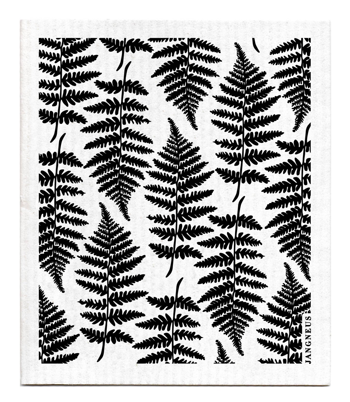 Black fern leaves on swedish dish cloth