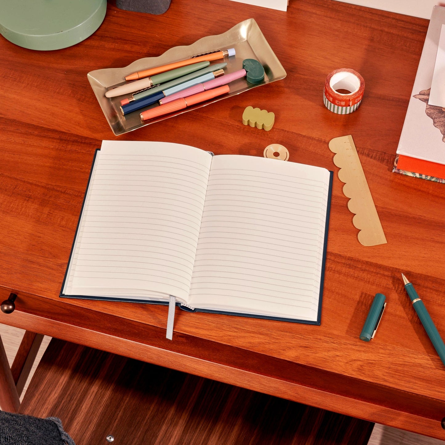 Colorblock Lined Notebook - Orange + Pink