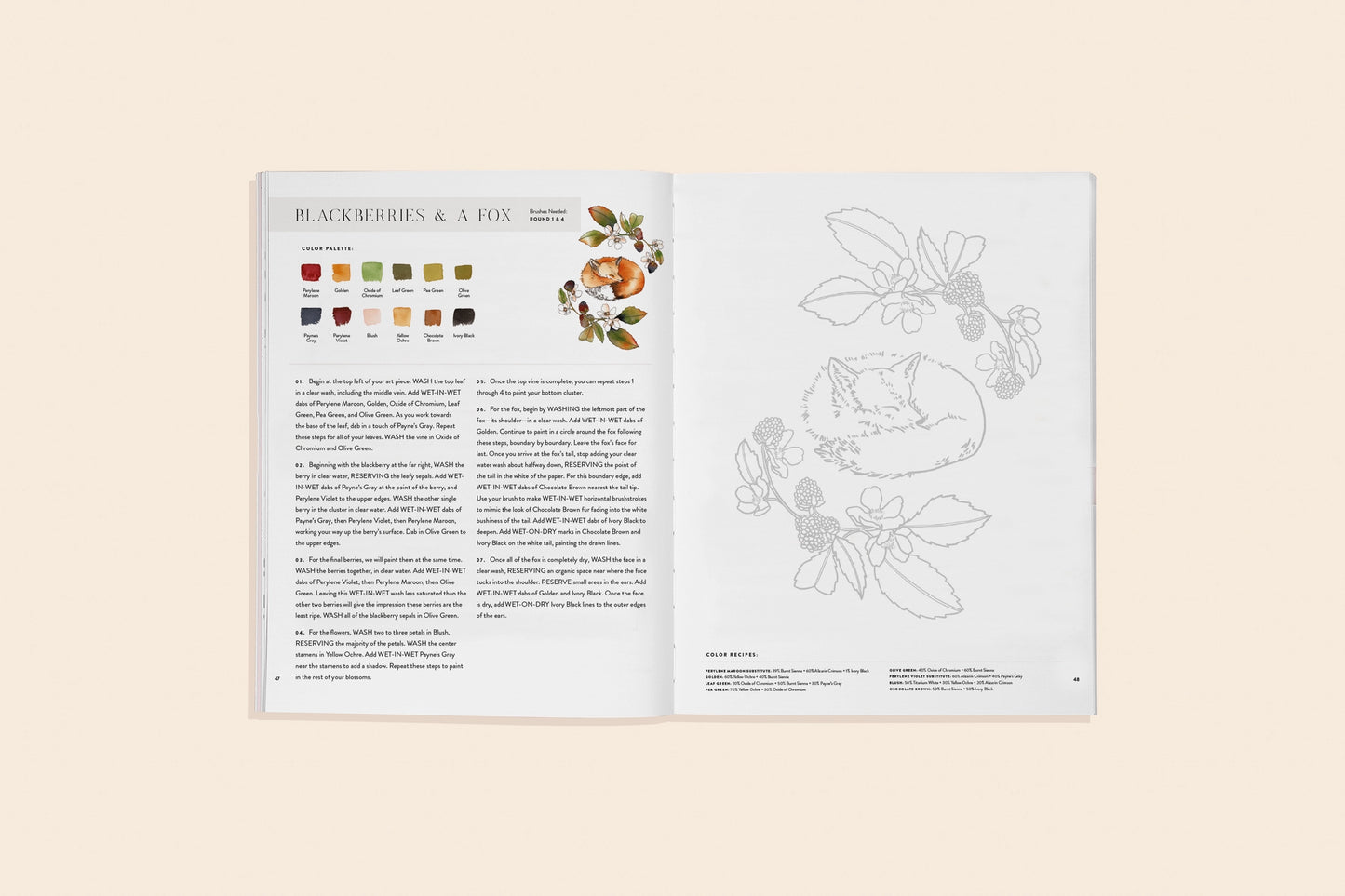 Watercolor Workbook: Flowers, Feathers, and Animal Friends