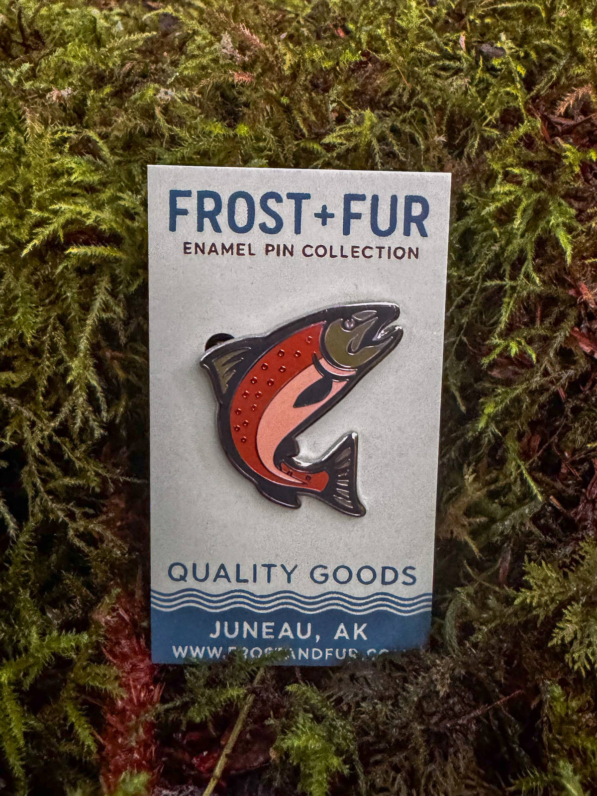 Salmon Enamel Pin by Frost and Fur