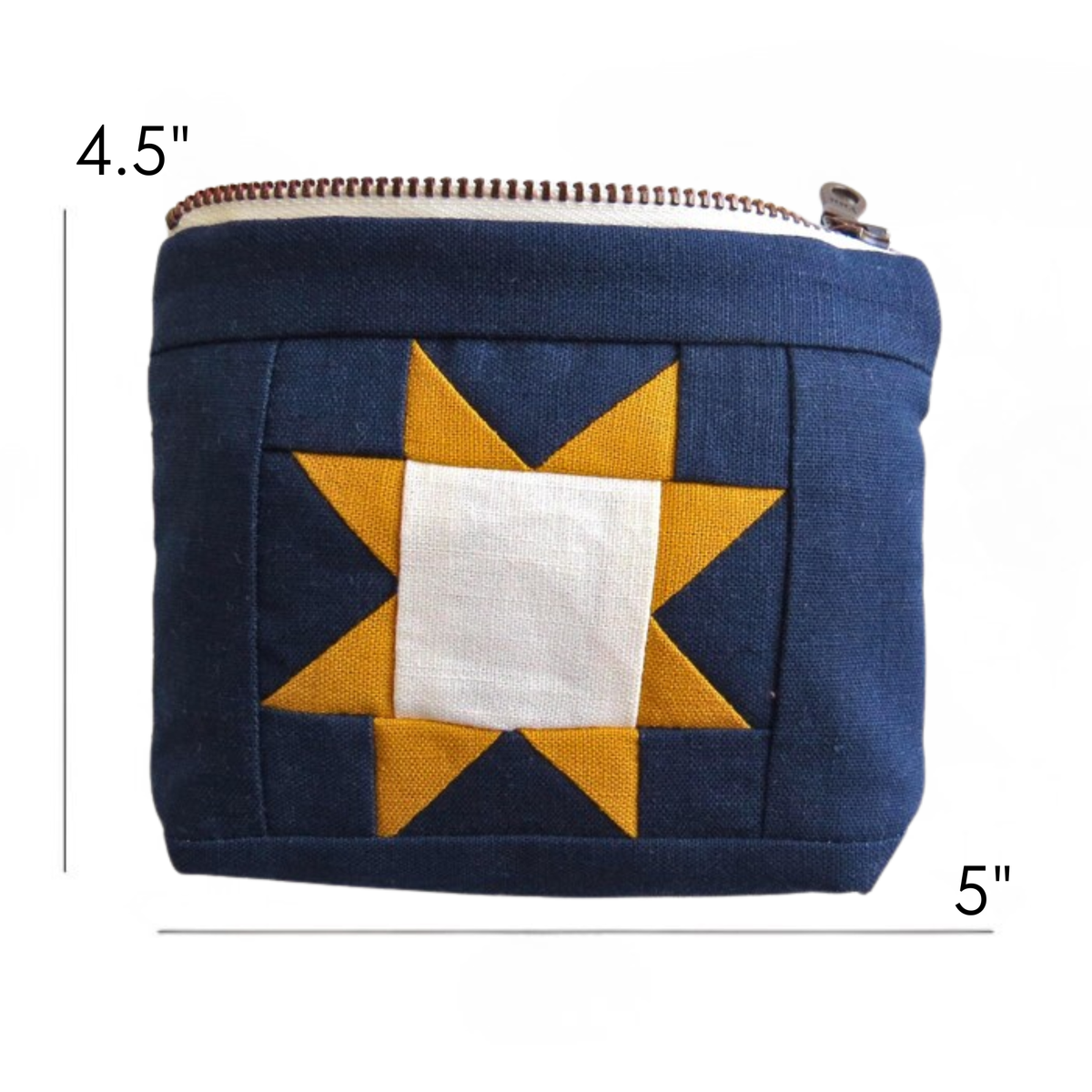 Sawtooth Star Quilted Zipper Pouch | Navy