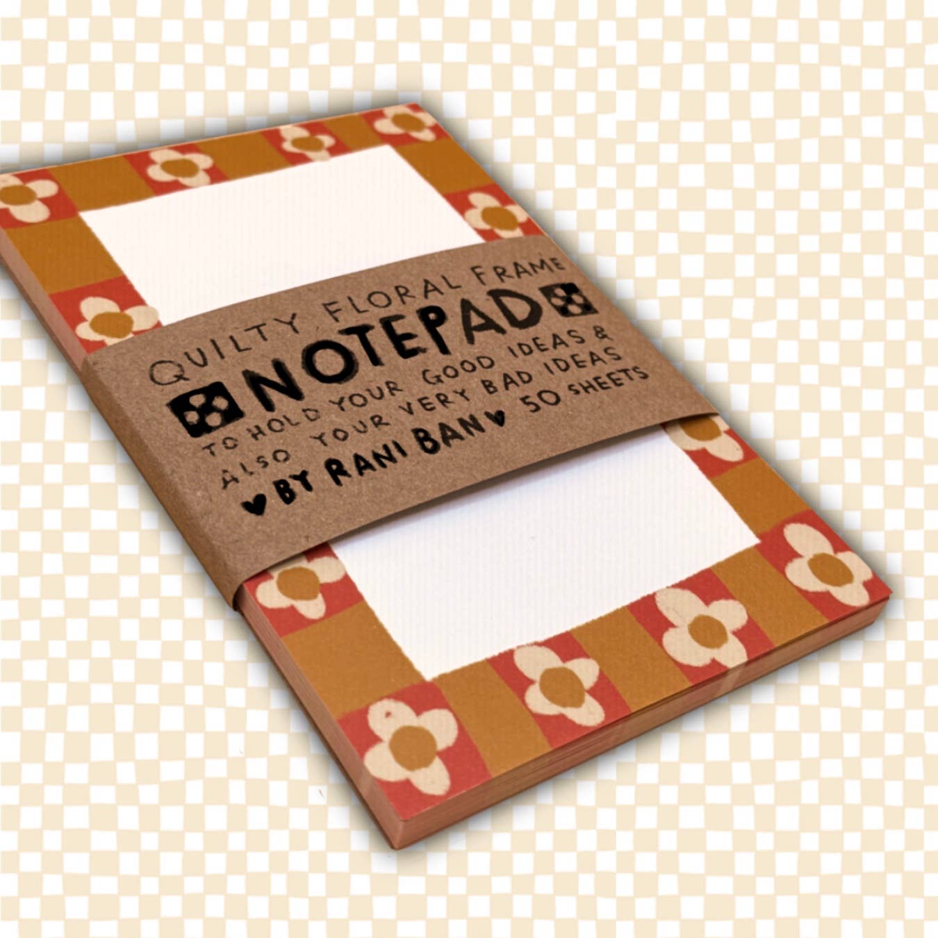 Quilty Floral Frame Notepad by Rani Ban