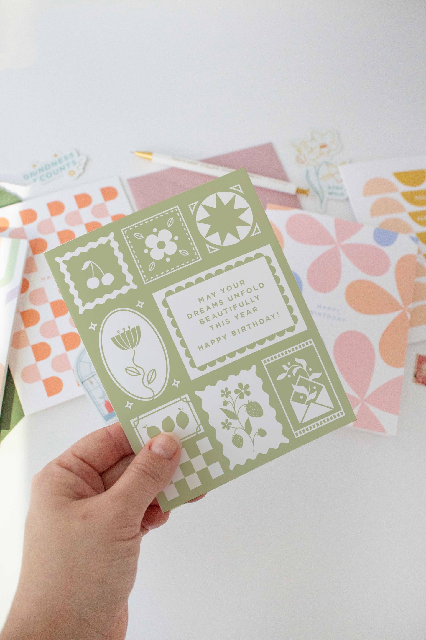 Sage Green Stamped Birthday Greeting Card by Line & Kind Paper Co.