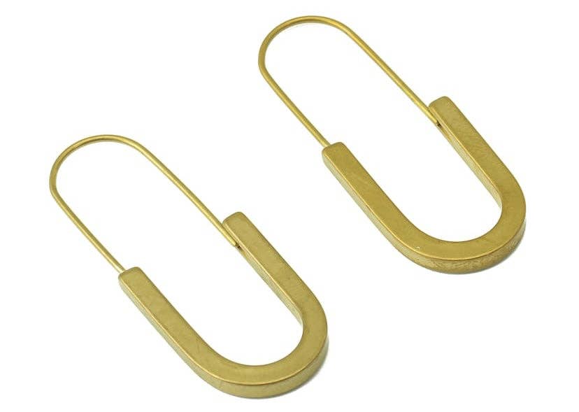Thick Brass U Hoop Earrings by Modern Madini