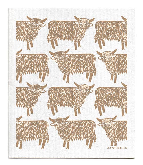 Highland Cow | Sand Swedish Dishcloth