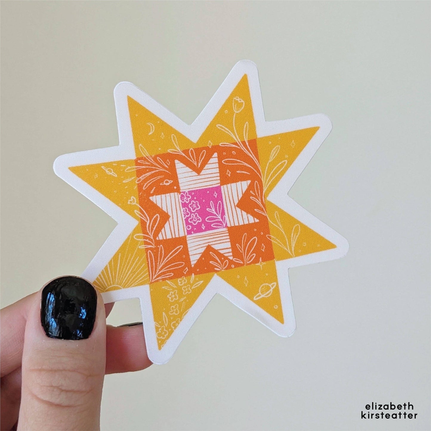 Bright Colored Quilt Square Sticker by Elizabeth Kirsteatter
