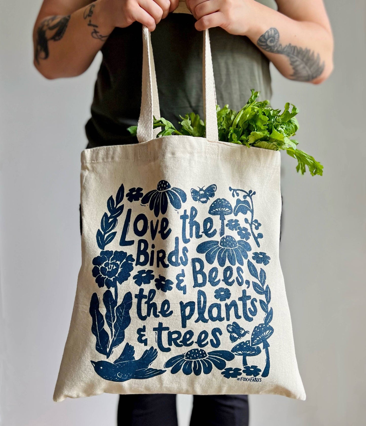 Love Birds & Bees Tote Bag by Fox & Fables