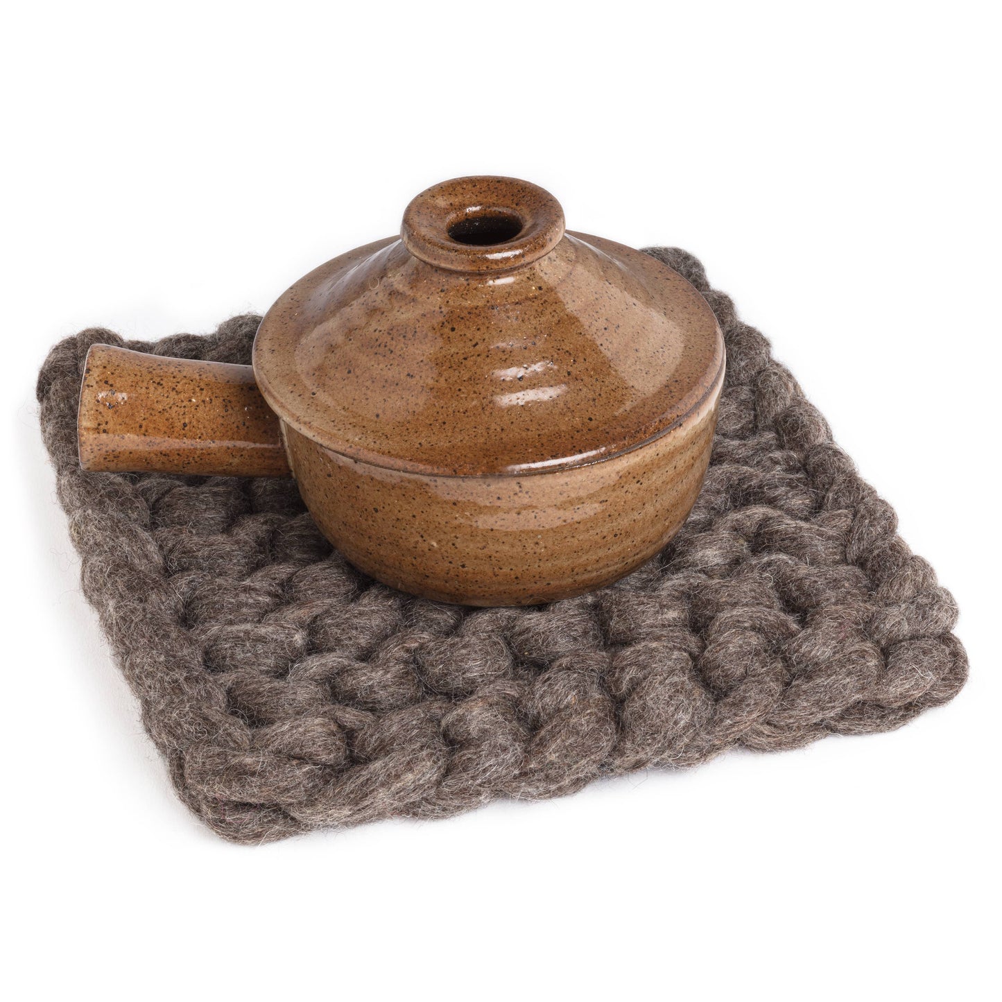 Chunky Wool Knitted Trivet | Taupe