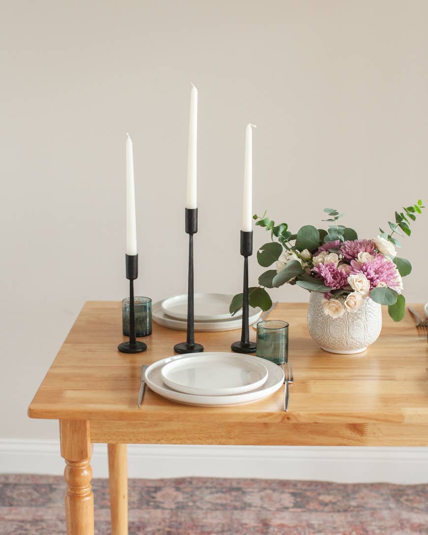 Dante Hand-Forged Iron Candle Holder | Black by Creative Women