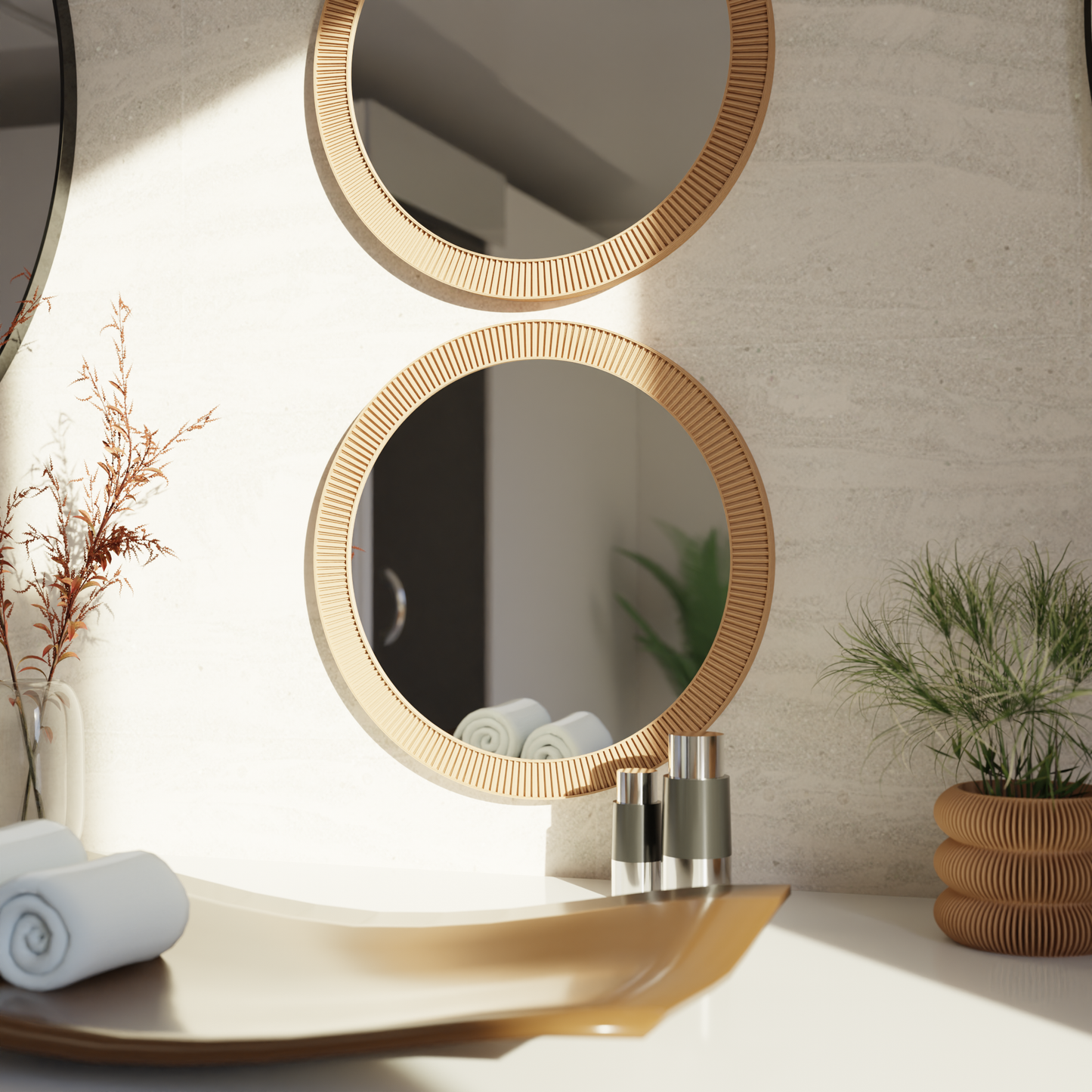 Sun Mirror | 18" Natural Wood by Modernized Pottery