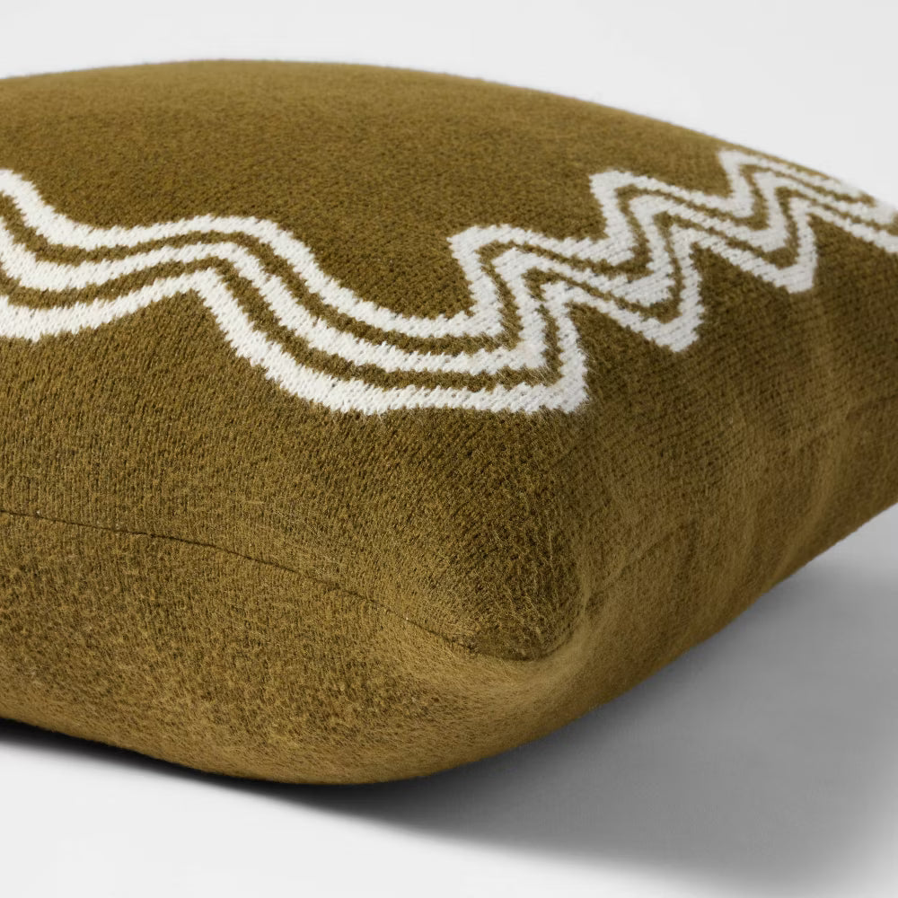 Scallop Knit 24"x24" Pillow | Olive