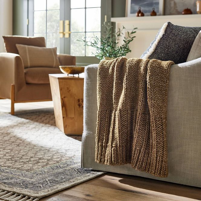 Chunky Knit Throw - Brown