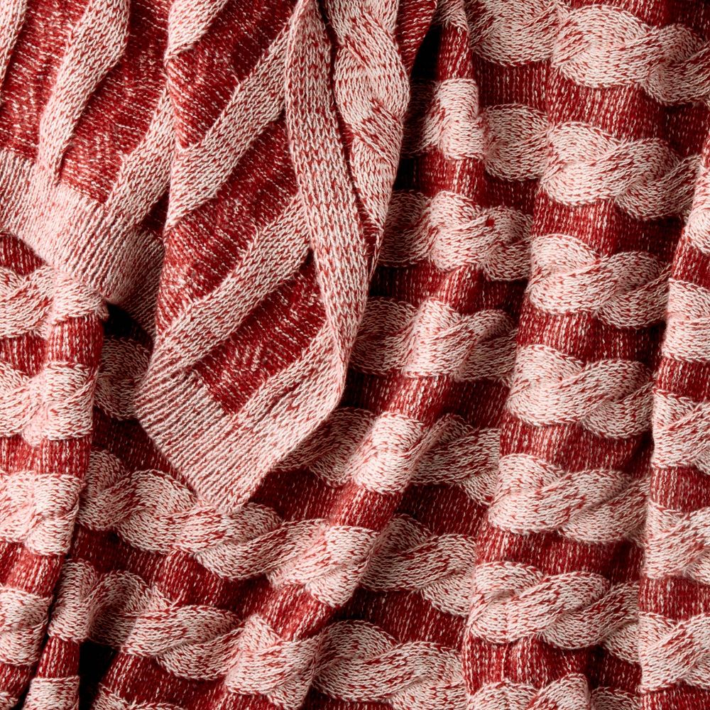 Twisted Cable Knit Throw Blanket | Cherry