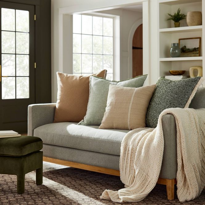 Herringbone + Frayed Edges 24" x 24" Throw Pillow