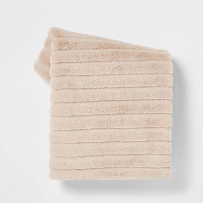 Textured Faux Fur Reversible Blanket