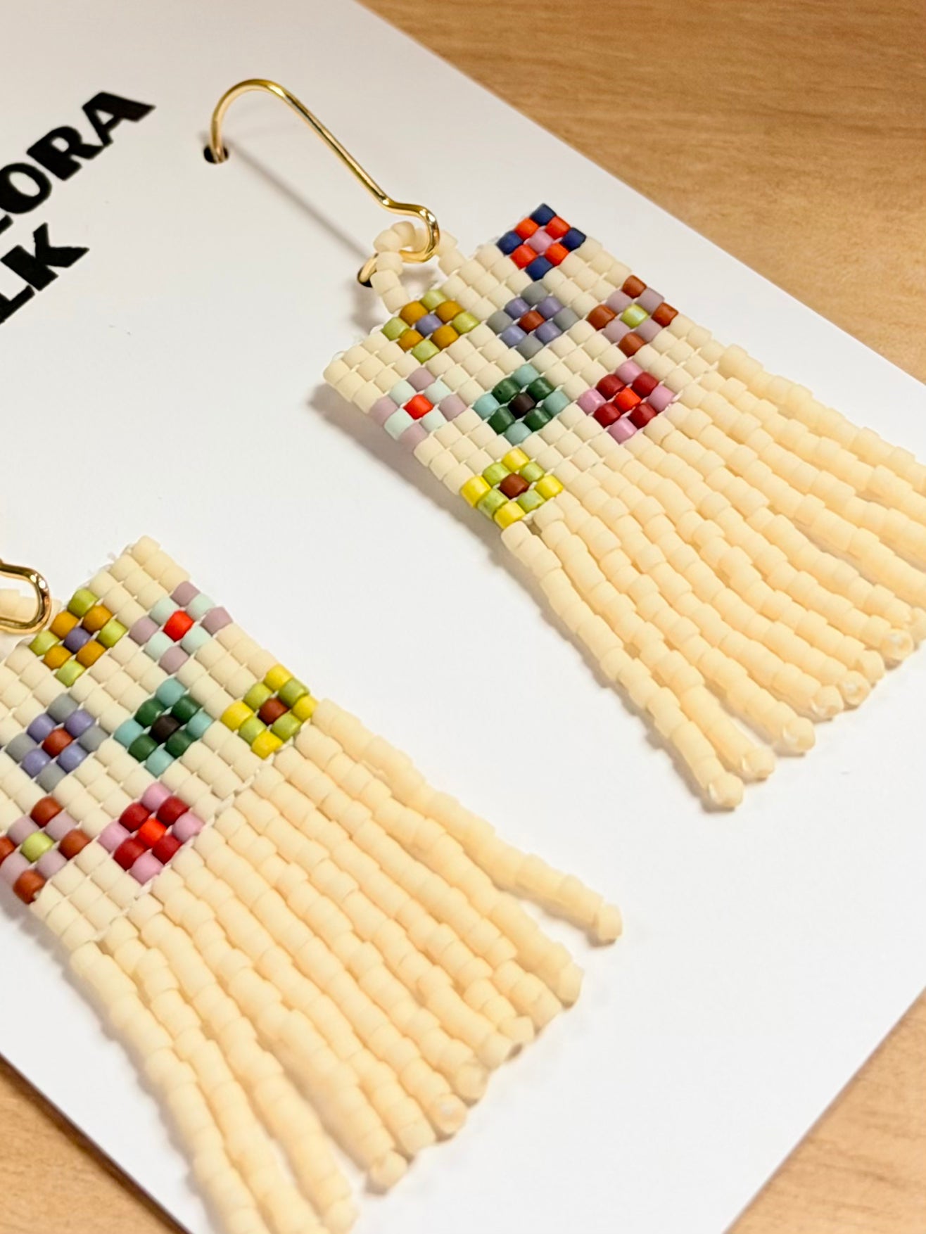 Cream Quilted Earrings by Flora Folk
