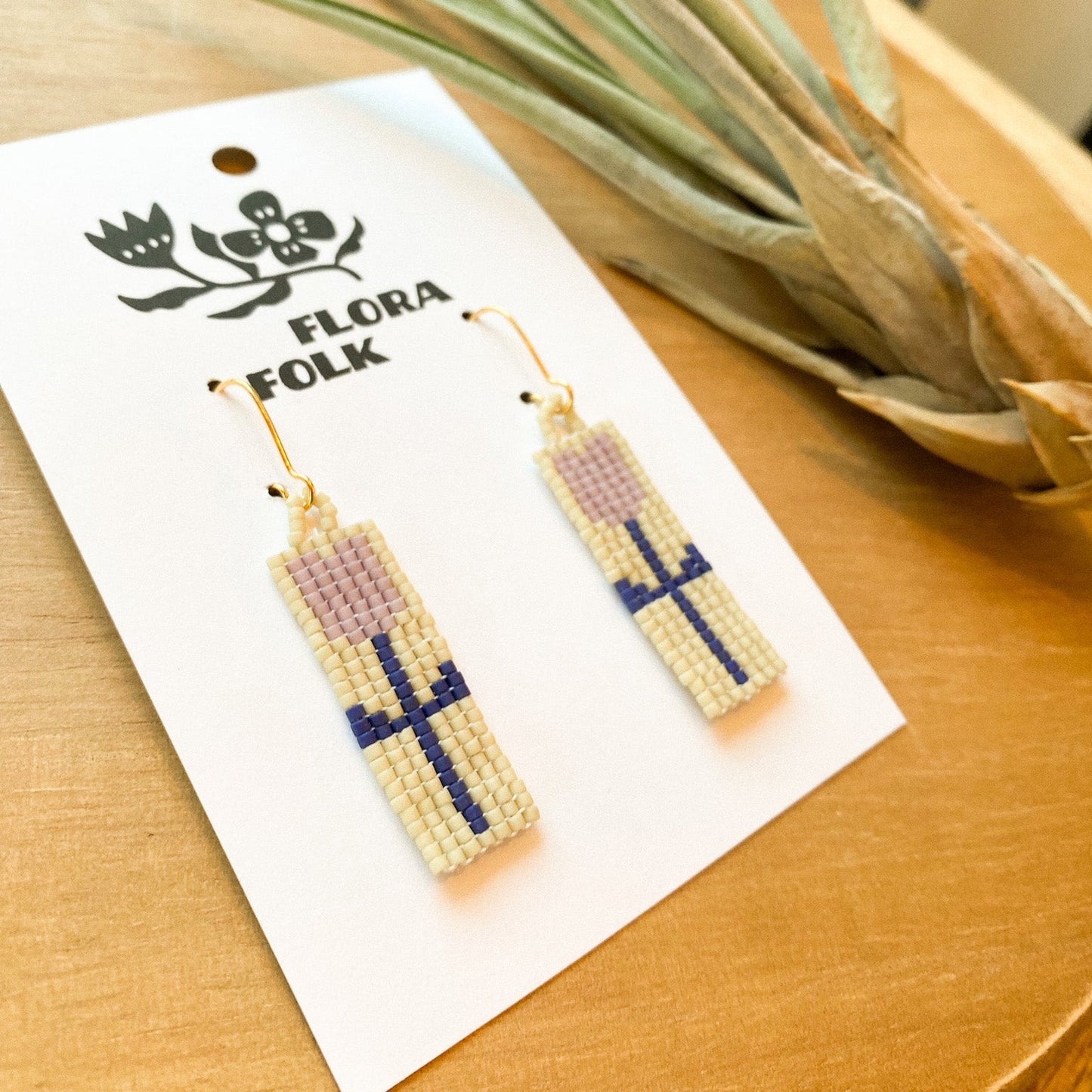 Lone Tulip Earrings | Mauve by Flora Folk
