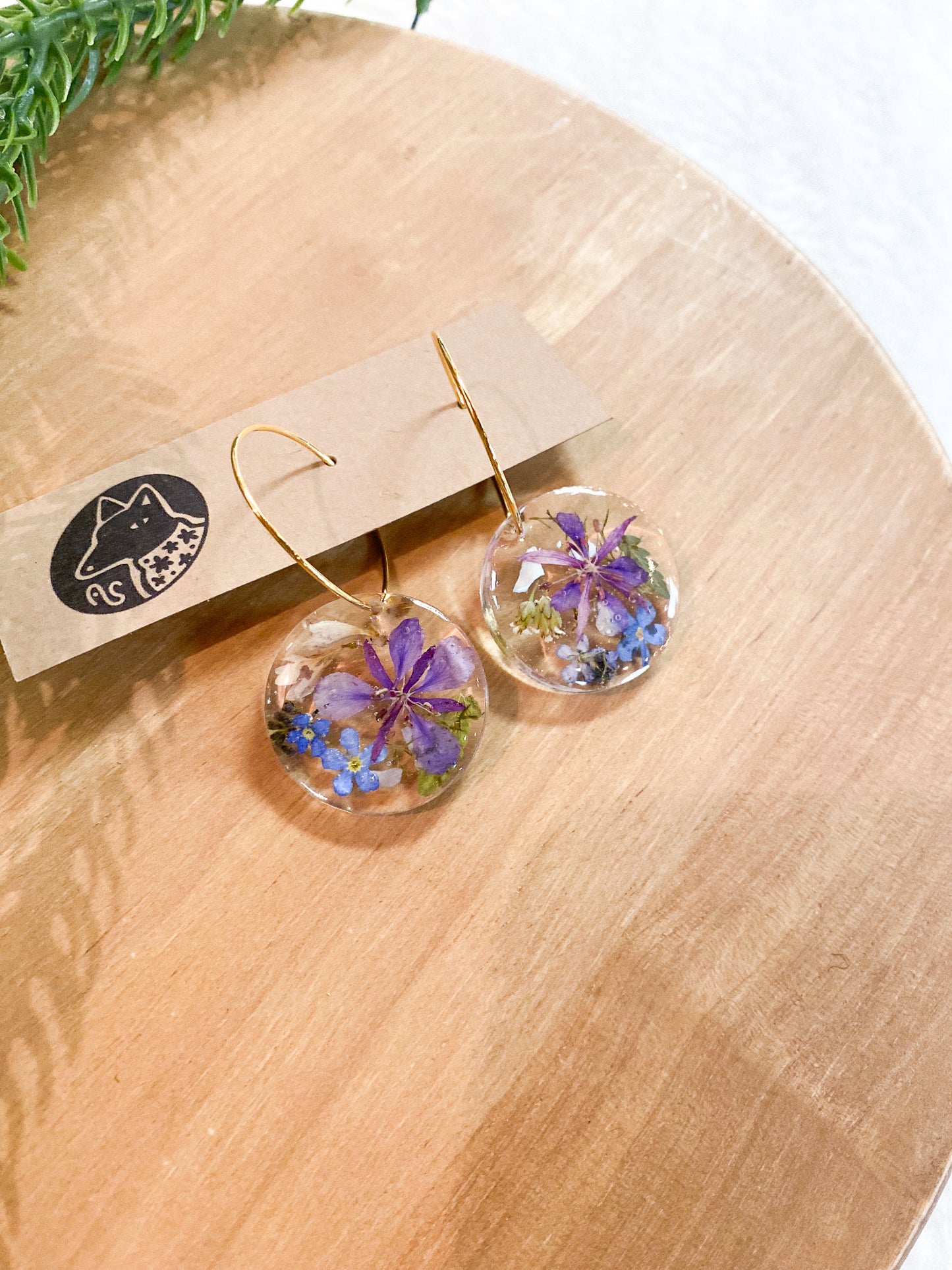 Fireweed + Forget-Me-Not Earrings #115 by Arisa Sasaki