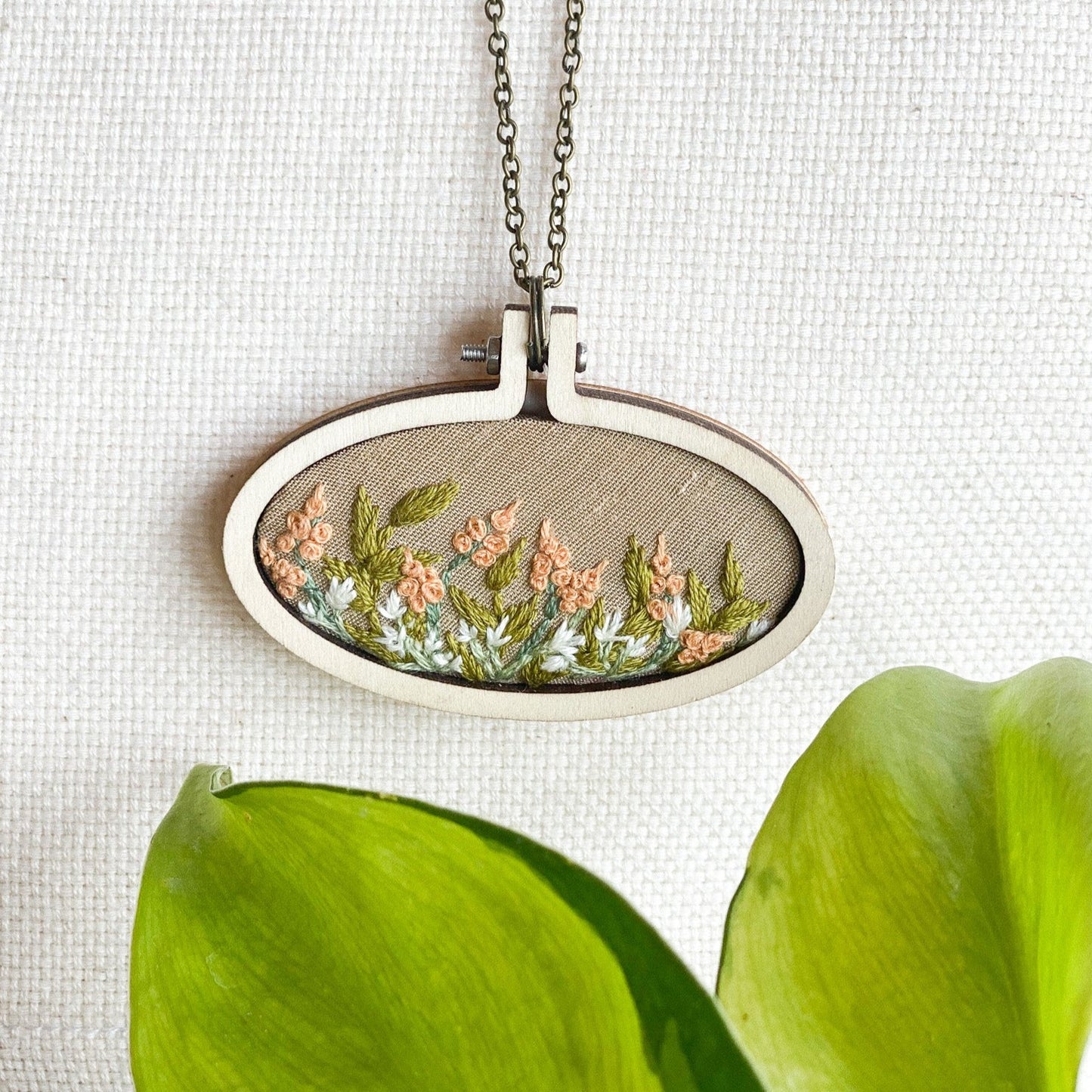 Oval Florals Necklace by Brittany Montour