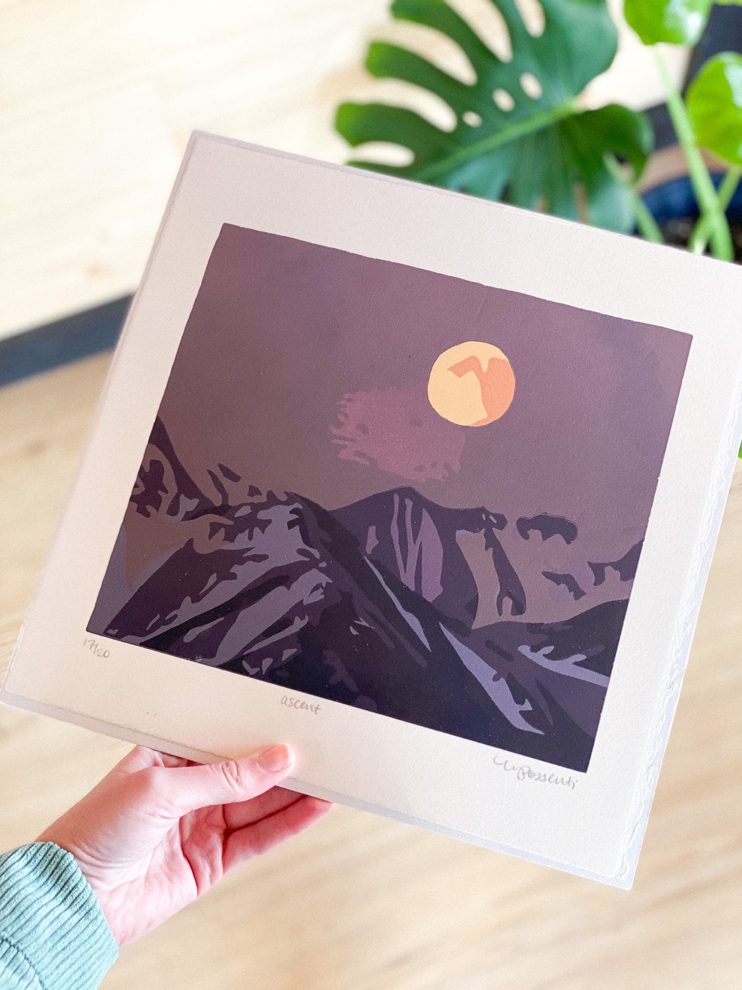 Ascent Original Reduction Linoblock Print by Printworthy