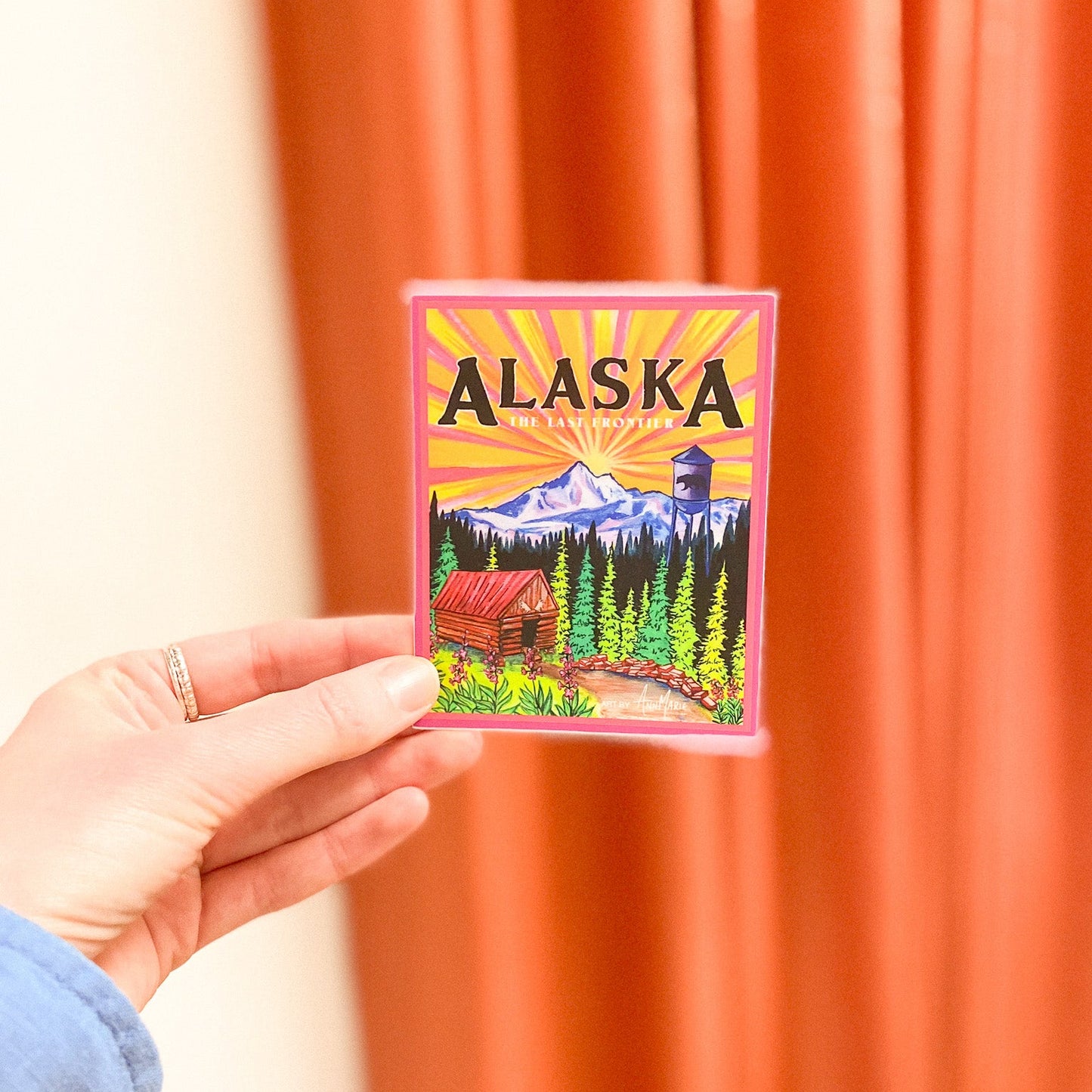Alaska Cabin Sticker by AnnMarie Henderson