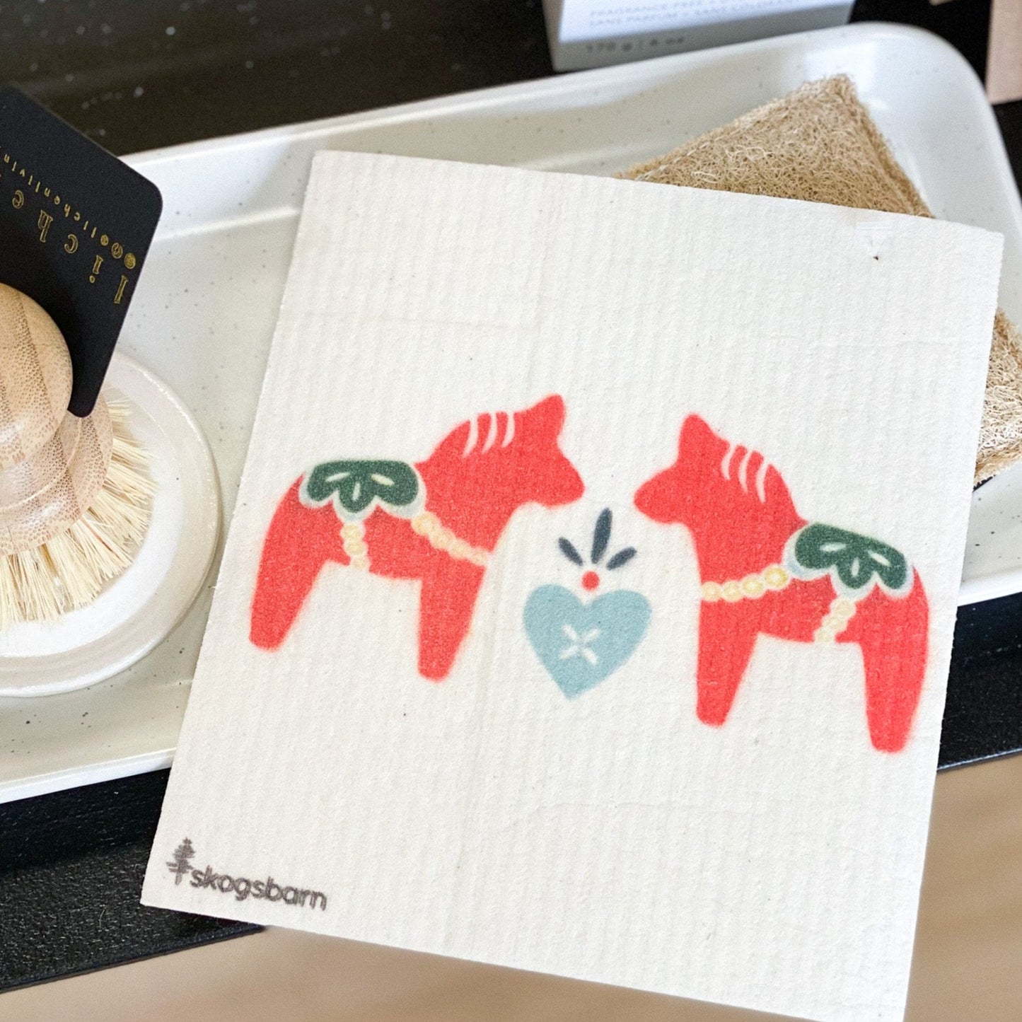 Dala Horse Swedish Dishcloth by Skogsbarn