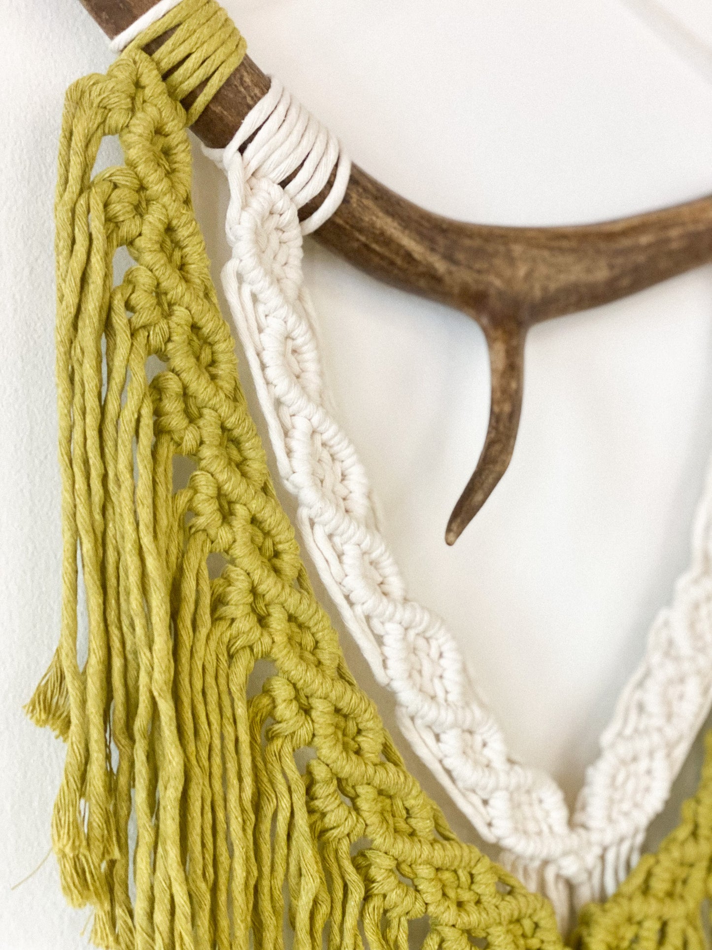 Green + White Antler Macrame by Wares by Maegan