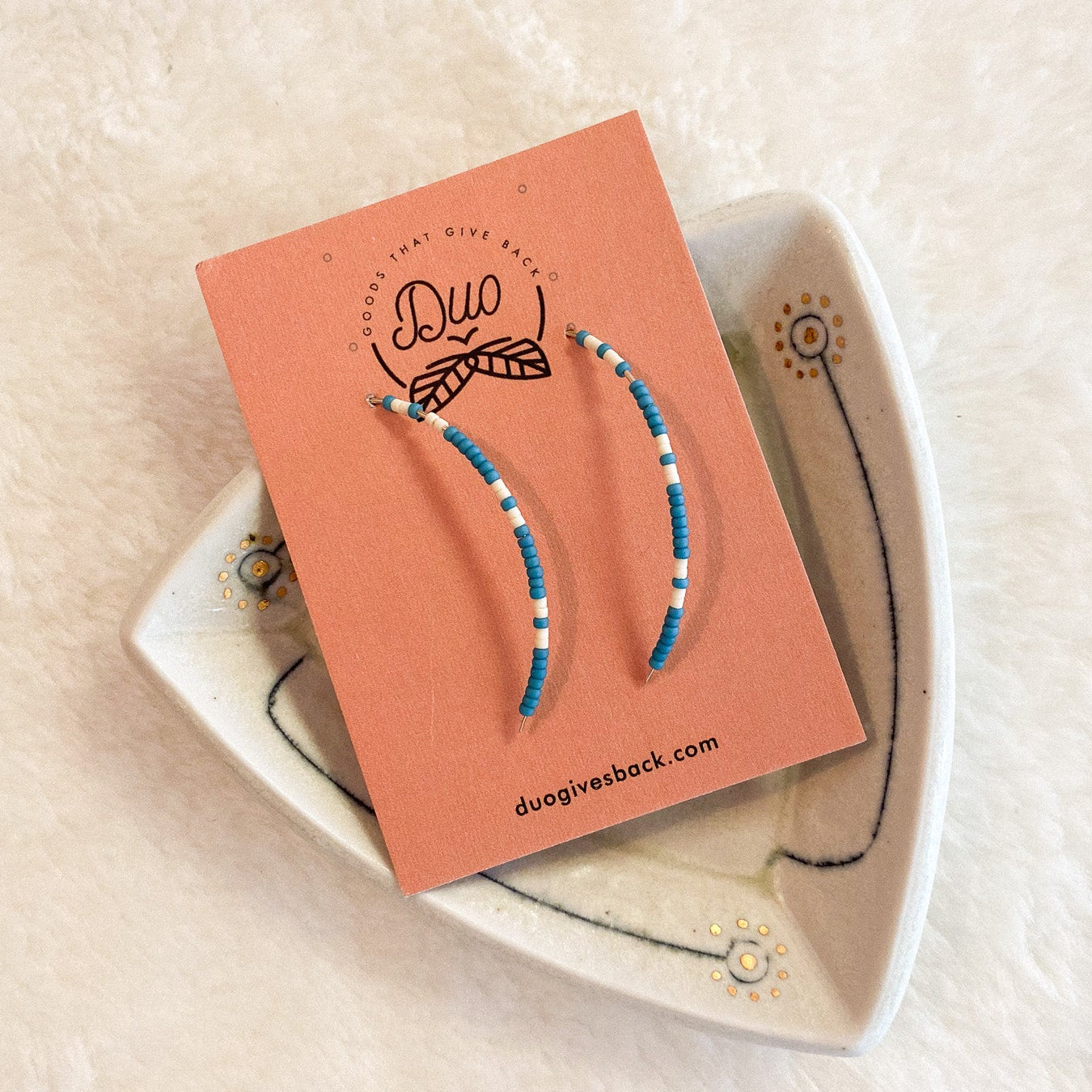 Sydney Earrings | Gold Fill + Blue/Cream by DUO Goods
