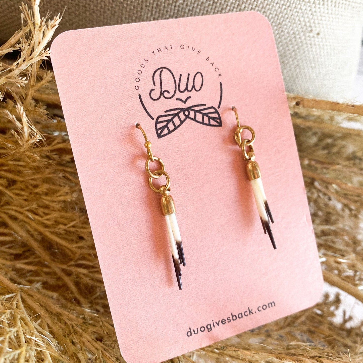 Quill Fringe Brass Earrings by DUO Goods