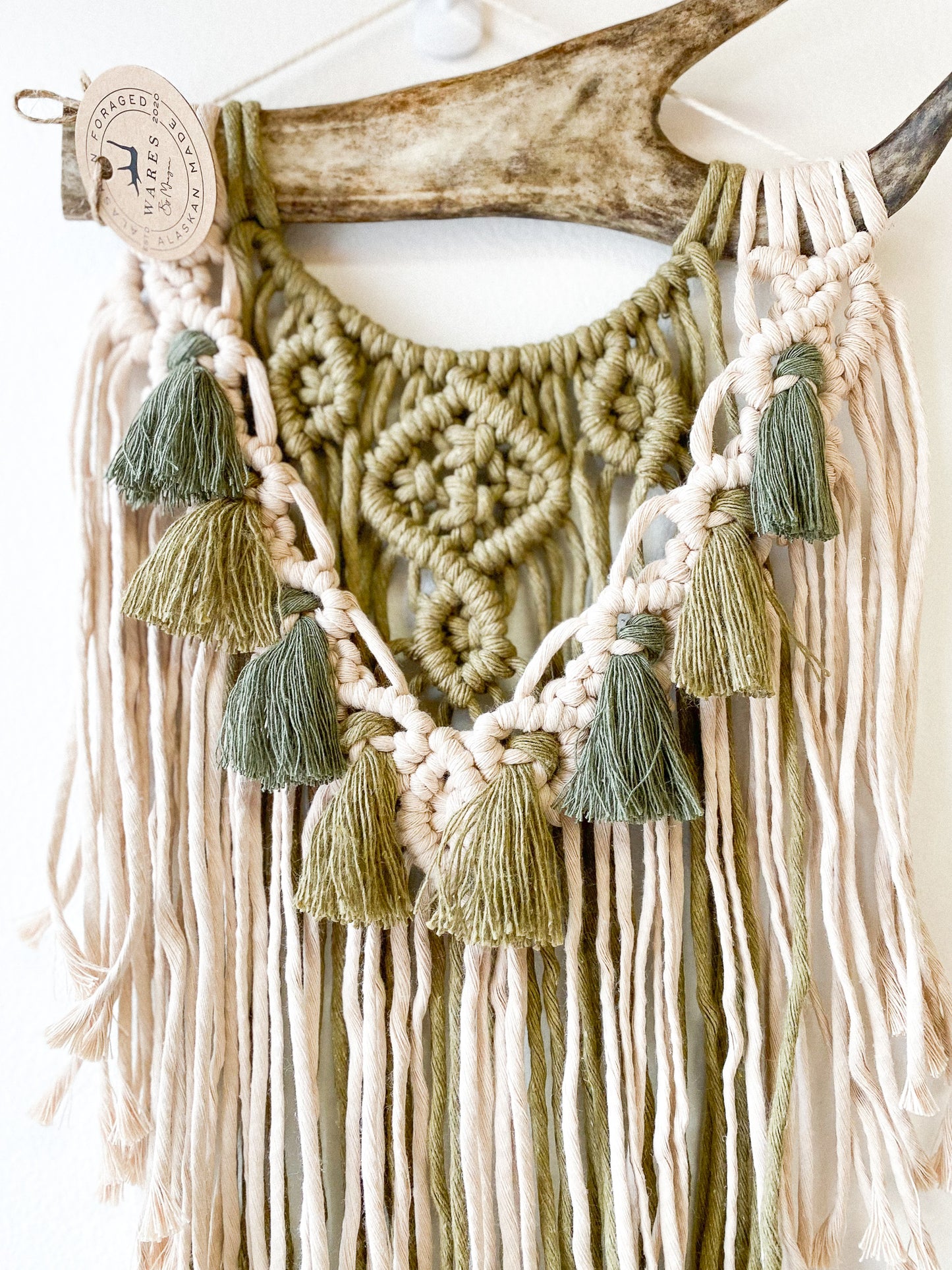 Sage + Pine Caribou Antler Macrame by Wares by Maegan