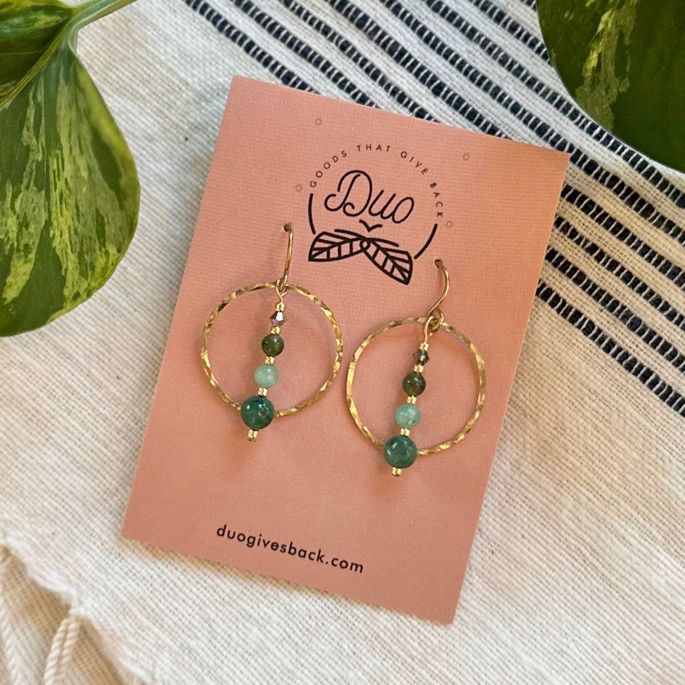 Stacy Circle Earrings | Misty Forest + Brass by DUO Goods