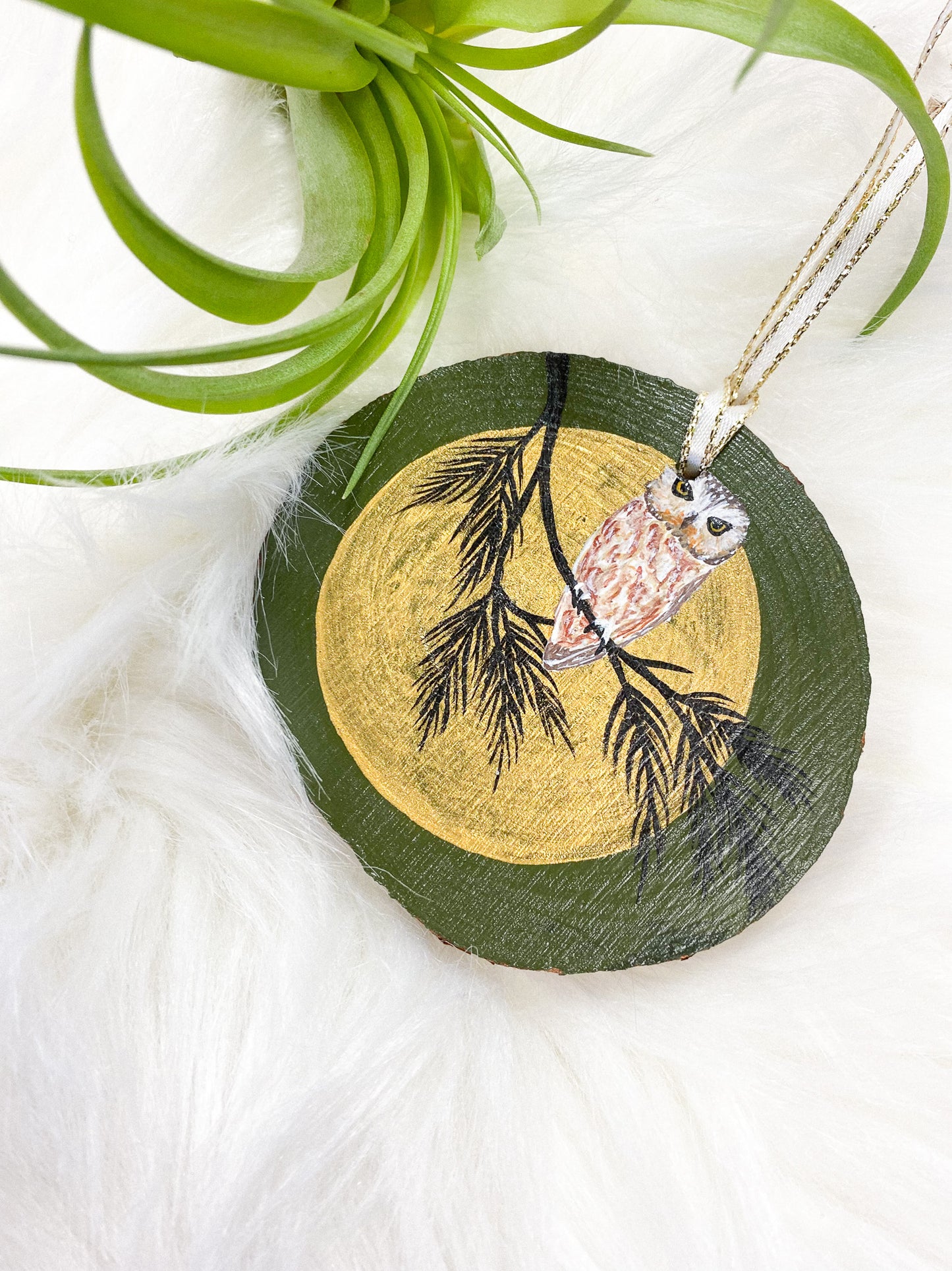 Moonlight Owl Hand-Painted Ornament by Brittany Montour