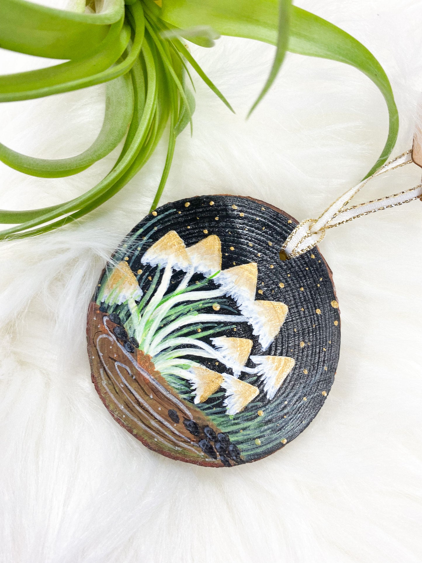 Fairy Cap Mushrooms Hand-Painted Ornament by Brittany Montour