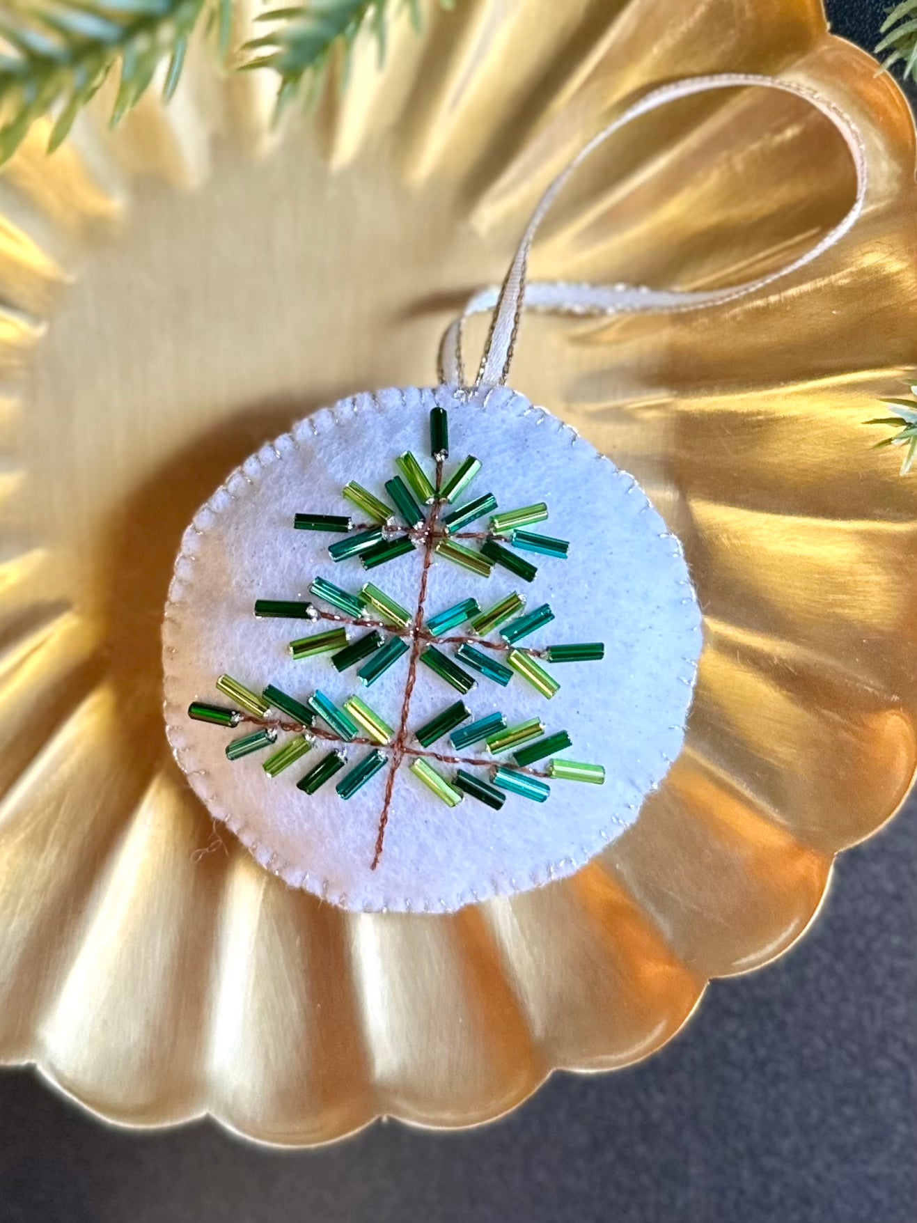 Beaded Christmas Tree Felt Ornament by Brittany Montour